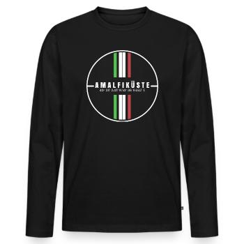 Amalfiküste Koordinaten - Männer Premium Bio Langarmshirt - Schwarz - Vorne - Nico (187cm)