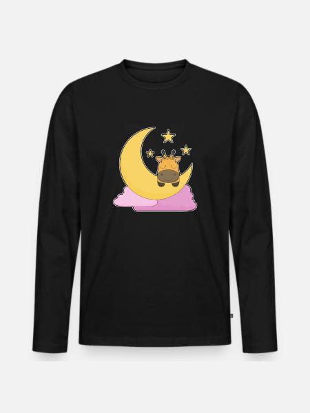 Lune girafe - T-shirt manches longues Premium bio Homme - noir