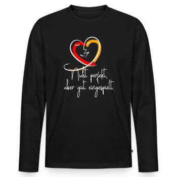 Partner TShirt Nicht perfekt, aber gut eingespielt - Men's Premium Organic Long Sleeve Shirt - black - Front - Nico (187cm)