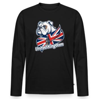 Bulldog with UK flag and Big Ben - Men's Premium Organic Long Sleeve Shirt - black - Front - Nico (187cm)