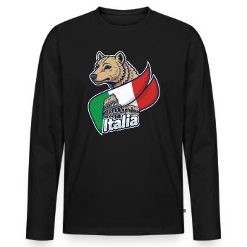Italienischer Wolf mit Kolosseum - Männer Premium Bio Langarmshirt - Schwarz - Vorne - Nico (187cm)