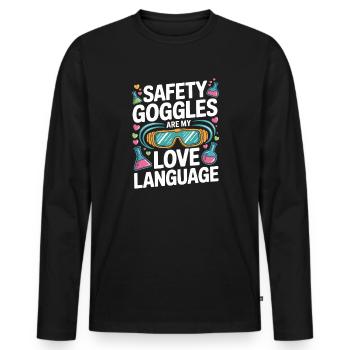Love Language Safety Goggles - Männer Premium Bio Langarmshirt - Schwarz - Vorne - Nico (187cm)