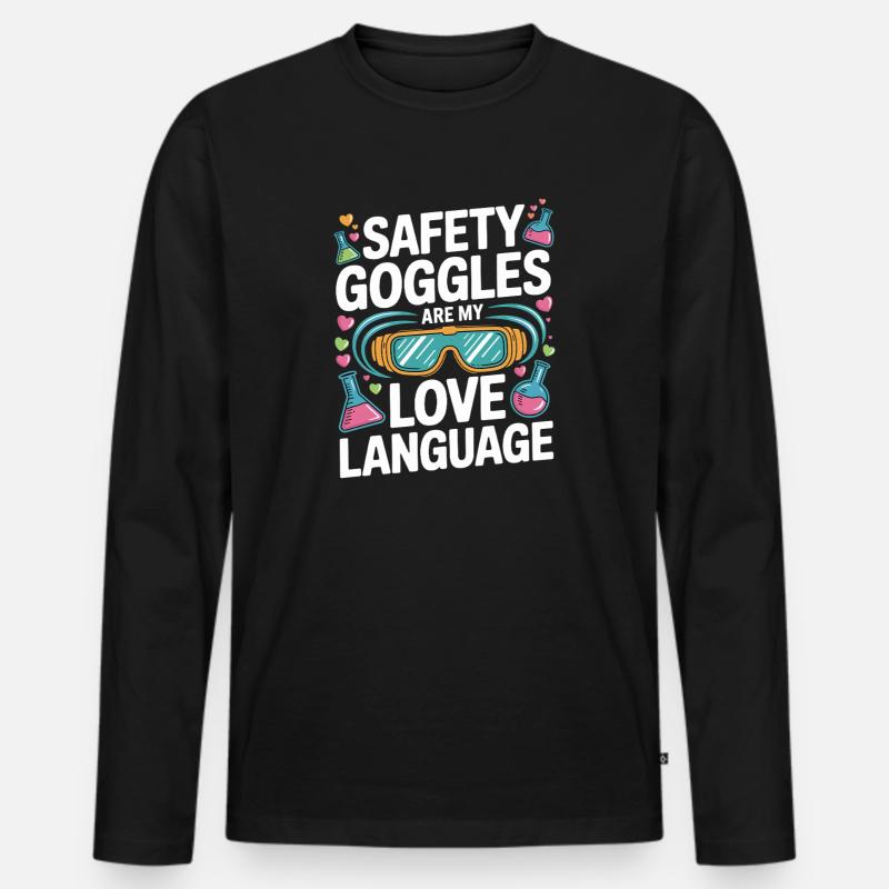 Love Language Safety Goggles - Männer Premium Bio Langarmshirt - Schwarz