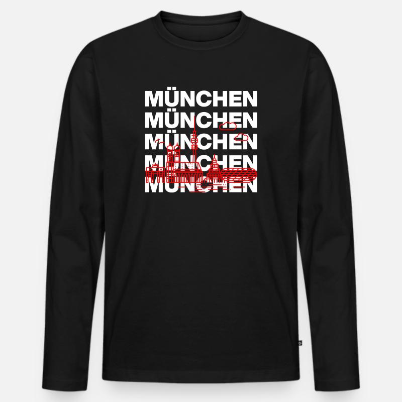 MÜNCHEN SKYLINE STACK – MIA SAN MUNICH - Männer Premium Bio Langarmshirt - Schwarz