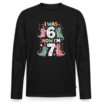 De six à sept dinosaures - T-shirt manches longues Premium bio Homme - noir - Devant - Nico (187cm)
