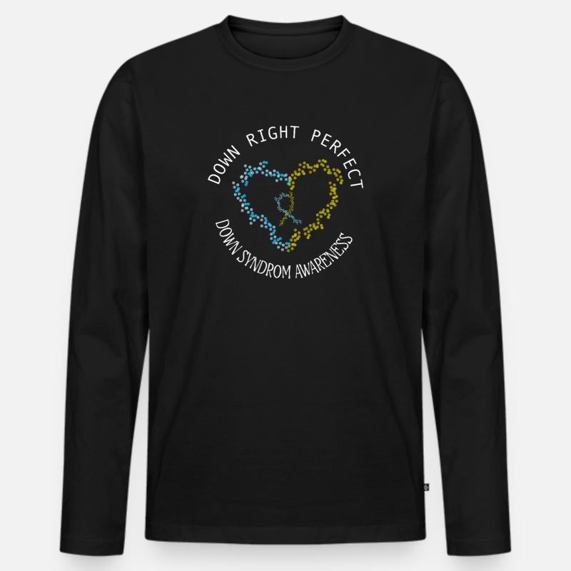 Absolut perfektes Down-Syndrom-Bewusstseins-Herz - Männer Premium Bio Langarmshirt - Schwarz