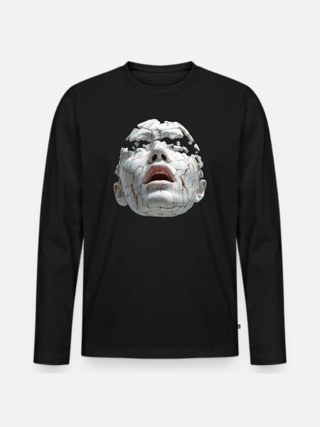 Broken Porcelain Mask - Men's Premium Organic Long Sleeve Shirt - black