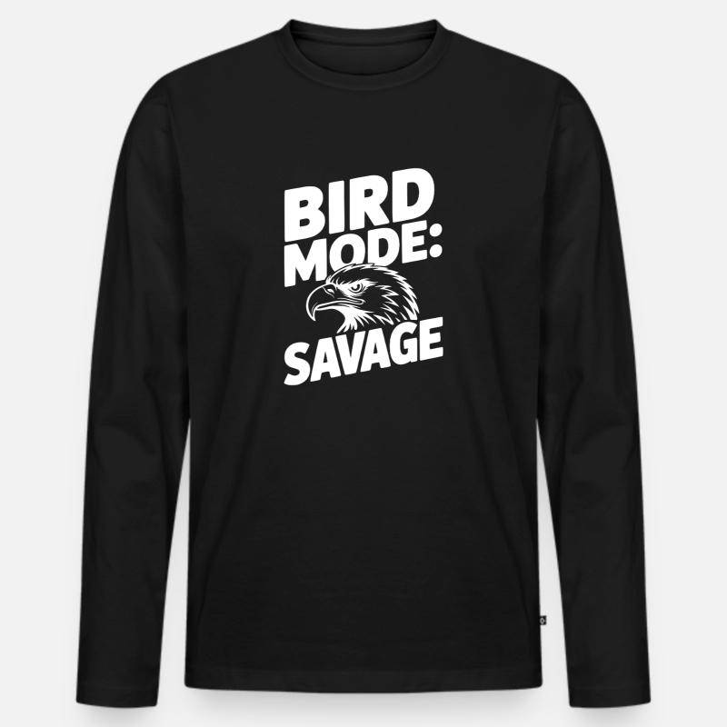 Vogelmodus: Wild - Männer Premium Bio Langarmshirt - Schwarz