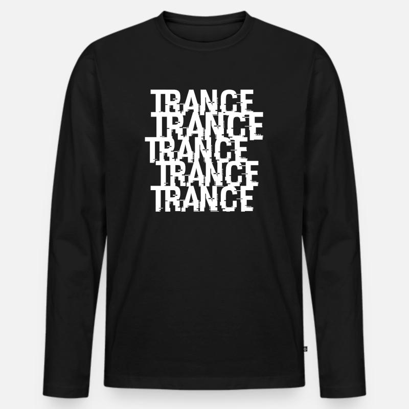 Trance-Typographisches Muster - Männer Premium Bio Langarmshirt - Schwarz