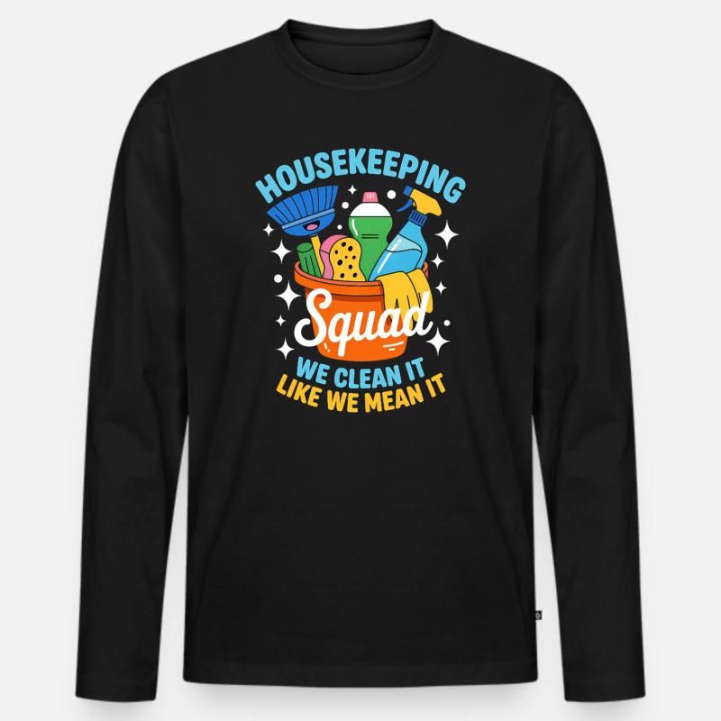Lustiges Putzen Design - Männer Premium Bio Langarmshirt - Schwarz