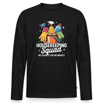 Funny Cleaning Design - Men's Premium Organic Long Sleeve Shirt - black - Front - Nico (187cm)