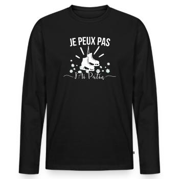 Roller Skate Humor I Skate I Can't I Pat - Men's Premium Organic Long Sleeve Shirt - black - Front - Nico (187cm)