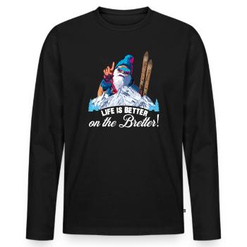 Ski, ski, la vie est meilleure sur les planches - T-shirt manches longues Premium bio Homme - noir - Devant - Nico (187cm)