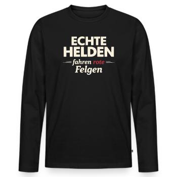 Real Heroes Ride Red Rims – Agriculture - Men's Premium Organic Long Sleeve Shirt - black - Front - Nico (187cm)