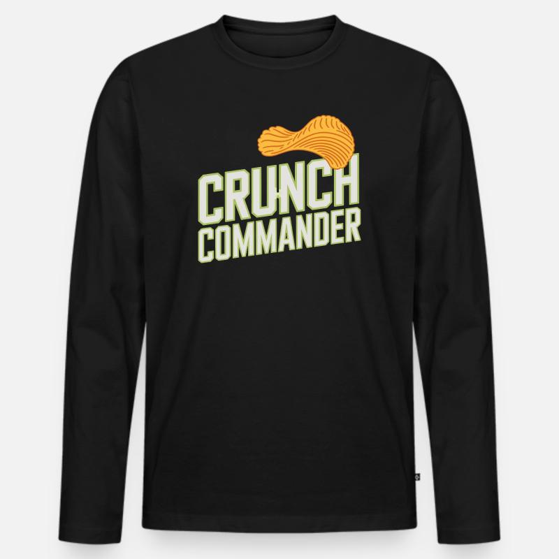  Crunch Commander Knabber Chips Fan Snack - Männer Premium Bio Langarmshirt - Schwarz