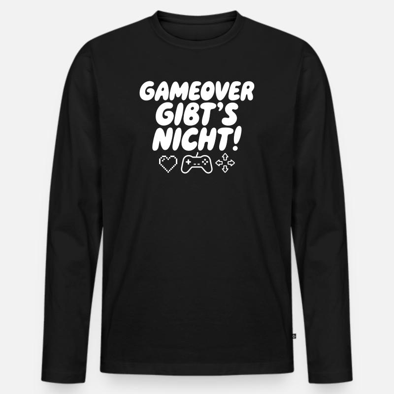 Game Over Gibt's Nicht - Männer Premium Bio Langarmshirt - Schwarz