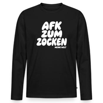 AFK Zum Zocken – Meine Welt - Men's Premium Organic Long Sleeve Shirt - black - Front - Nico (187cm)