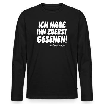 Ich habe den Fehler zuerst gesehen - Männer Premium Bio Langarmshirt - Schwarz - Vorne - Nico (187cm)