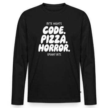 Byte Nights: Code Pizza Horror - Men's Premium Organic Long Sleeve Shirt - black - Front - Nico (187cm)