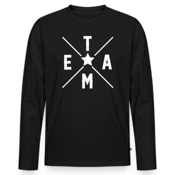 Team - Männer Premium Bio Langarmshirt - Schwarz - Vorne - Nico (187cm)