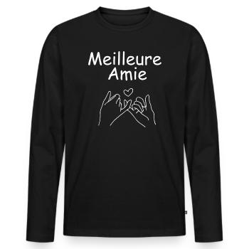 Best Friend Heart and Hand - Men's Premium Organic Long Sleeve Shirt - black - Front - Nico (187cm)