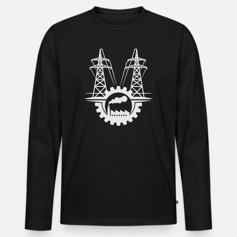 Réseau d'usine en engrenage - Männer Premium Bio Langarmshirt - Schwarz