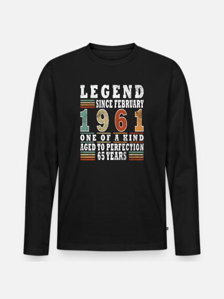 Février 1961 Jubilé 1961 Légendes Février - T-shirt manches longues Premium bio Homme - noir
