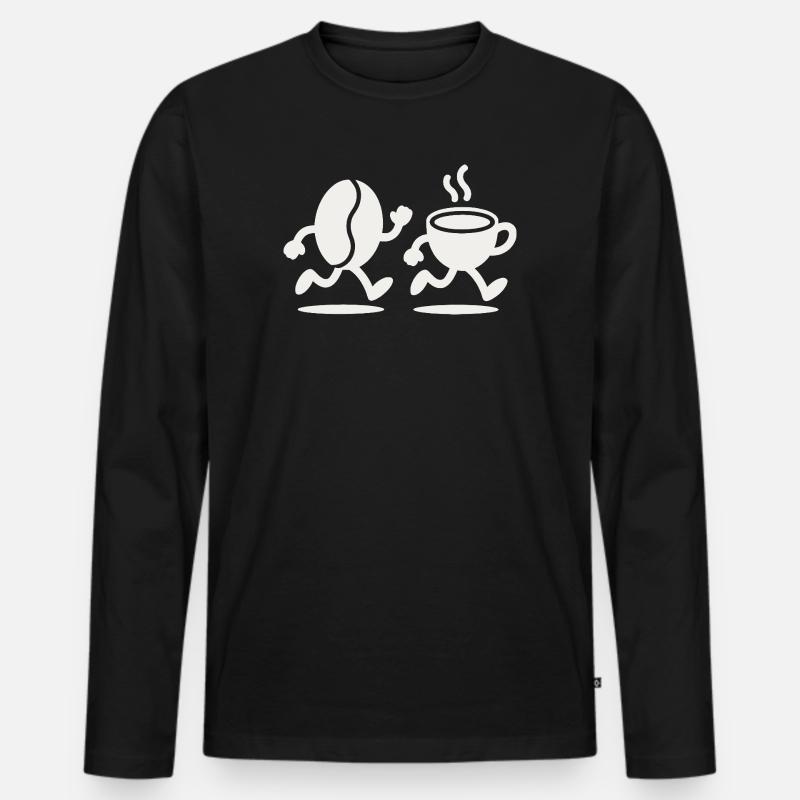 Koffein-Sprint: Bean & Cup Run - Männer Premium Bio Langarmshirt - Schwarz