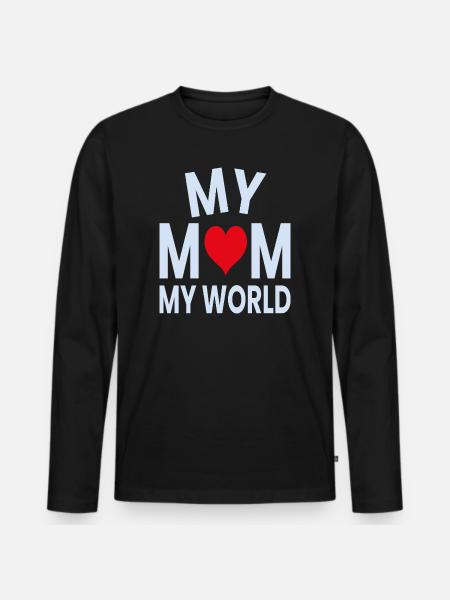 Meine Mama Mein Weltherz - Männer Premium Bio Langarmshirt - Schwarz
