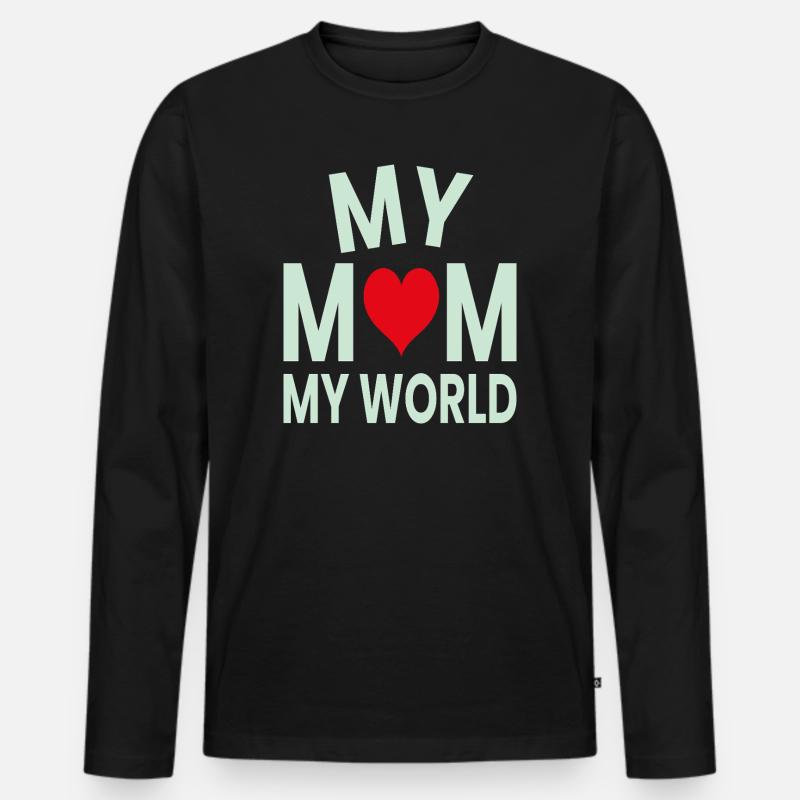 Meine Mutter Mein Weltherz - Männer Premium Bio Langarmshirt - Schwarz