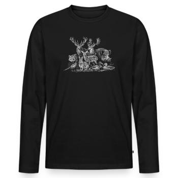 Silhouette des habitants de la forêt - T-shirt manches longues Premium bio Homme - noir - Devant - Nico (187cm)