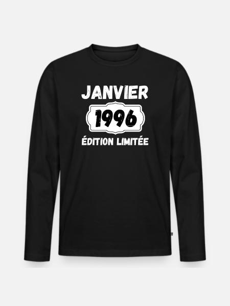 Janvier 1996 Édition Limitée Anniversaire - T-shirt manches longues Premium bio Homme - noir