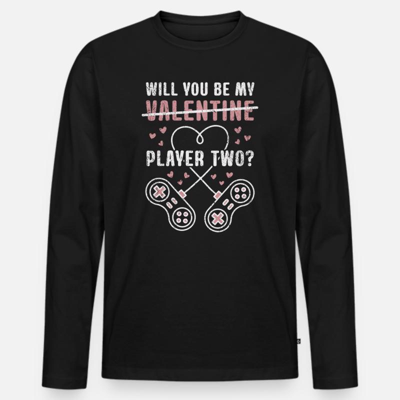 Willst du mein Spieler Zwei sein? - Männer Premium Bio Langarmshirt - Schwarz