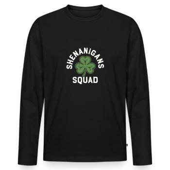 Shenanigans Squad Shamrock - Men's Premium Organic Long Sleeve Shirt - black - Front - Nico (187cm)