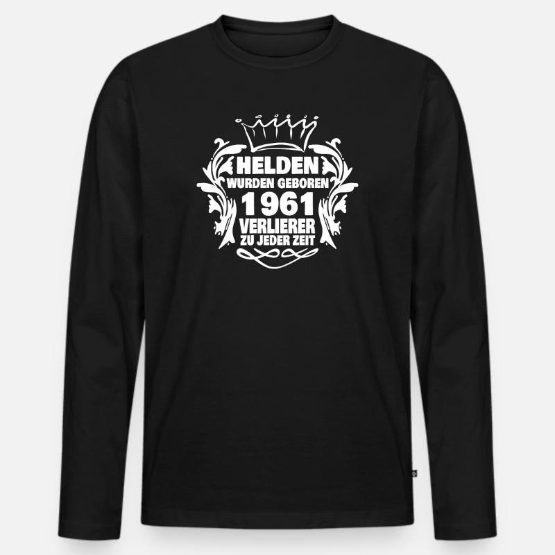 1961 - Männer Premium Bio Langarmshirt - Schwarz