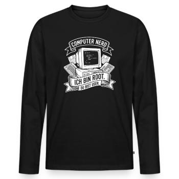 Ich bin Root Computer Nerd - Männer Premium Bio Langarmshirt - Schwarz - Vorne - Nico (187cm)