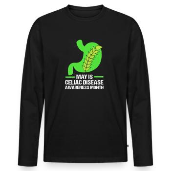 Cœliaque sans gluten - T-shirt manches longues Premium bio Homme - noir - Devant - Nico (187cm)