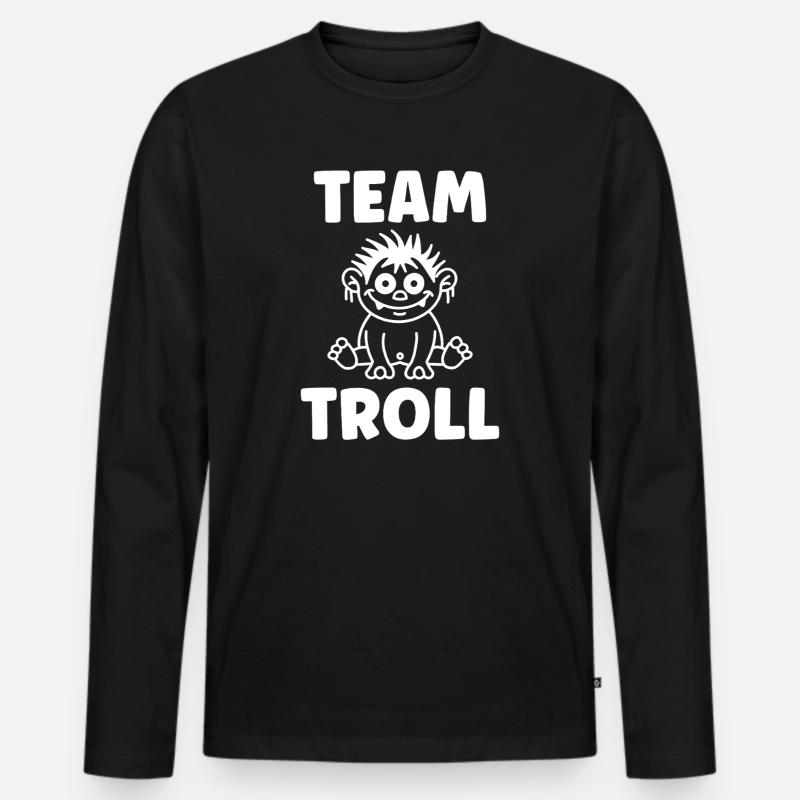 Troll - Männer Premium Bio Langarmshirt - Schwarz
