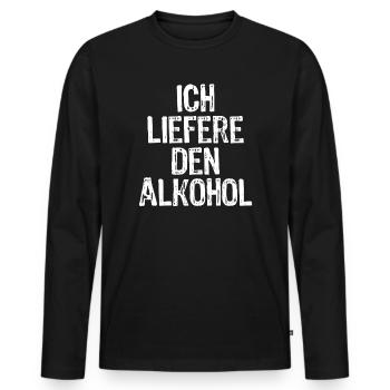 Ich liefere den Alkohol - Männer Premium Bio Langarmshirt - Schwarz - Vorne - Nico (187cm)