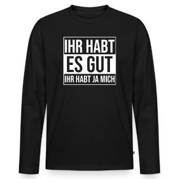 Tu as bien joué, tu m’as eu - T-shirt manches longues Premium bio Homme - noir - Devant - Nico (187cm)
