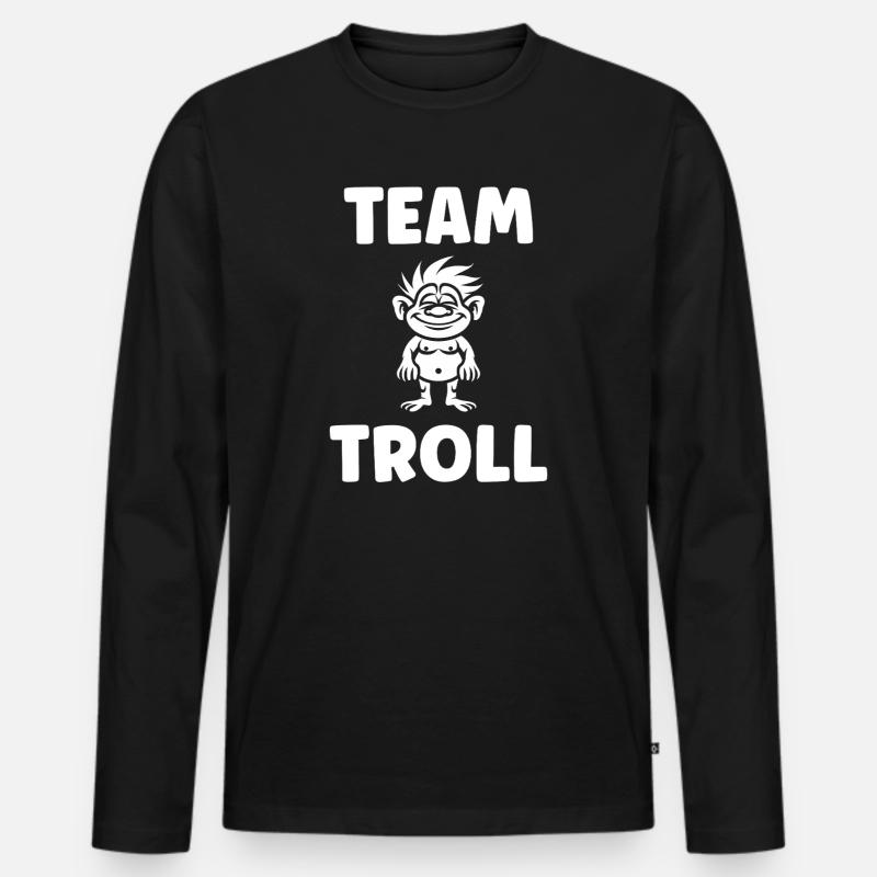 Troll - Männer Premium Bio Langarmshirt - Schwarz
