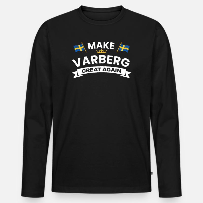 Varberg Pride Banner-Emblem - Männer Premium Bio Langarmshirt - Schwarz