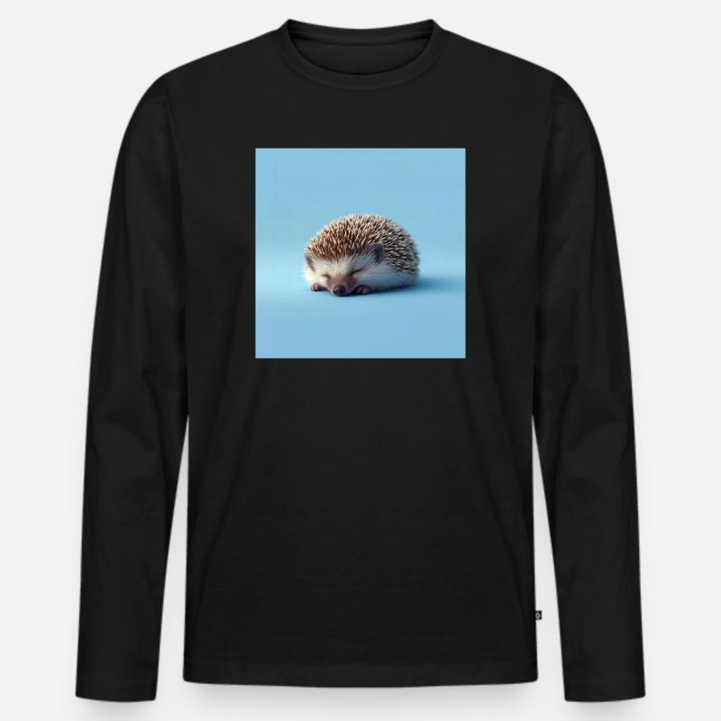 Blauer schlafender Igel - Männer Premium Bio Langarmshirt - Schwarz
