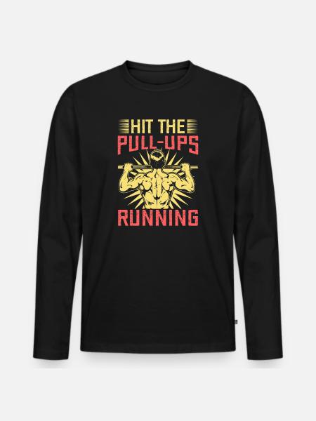 Fitness Fanatics Hit The Pull-Ups Running - Men's Premium Organic Long Sleeve Shirt - black