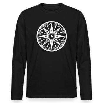 Kompass / Compass – Windrose, Schiffskompass - Männer Premium Bio Langarmshirt - Schwarz - Vorne - Nico (187cm)