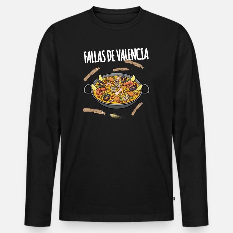 Fallas De Valencia Paella - Männer Premium Bio Langarmshirt - Schwarz