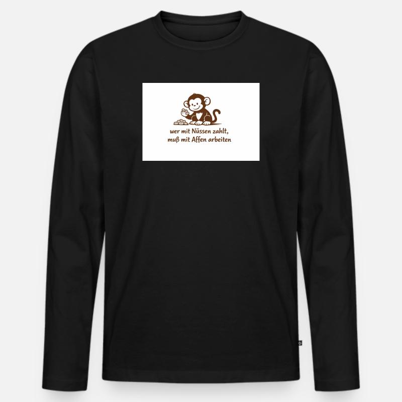 Arbeiteraffe_mit_Erdnuessen - Männer Premium Bio Langarmshirt - Schwarz