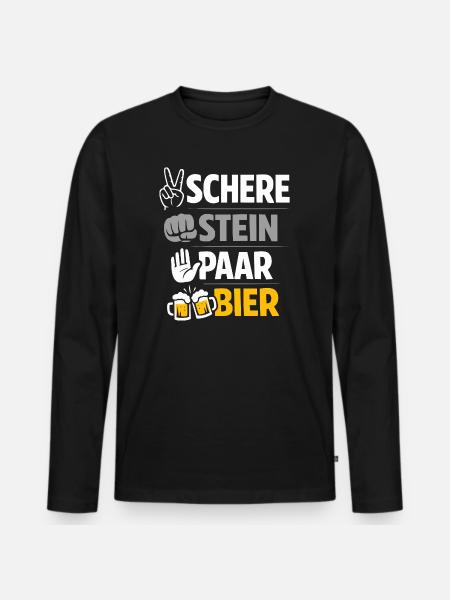 Ciseaux, Pierre de Bière : Amitié & Bière - T-shirt manches longues Premium bio Homme - noir