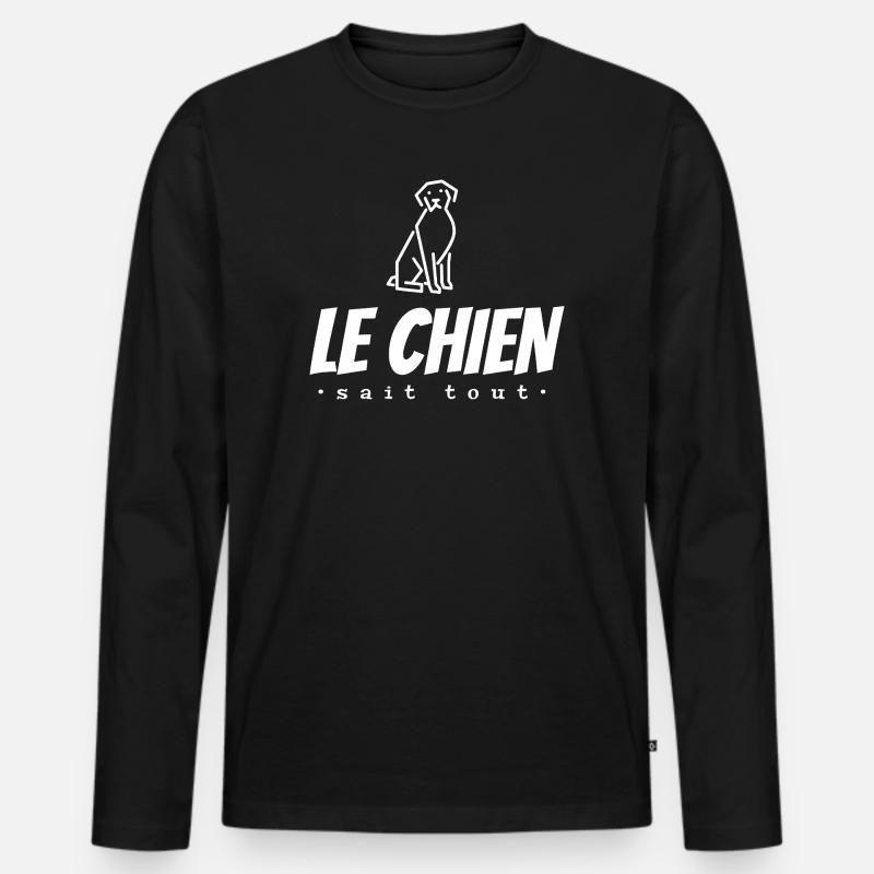 Der Hund weiß alles - Männer Premium Bio Langarmshirt - Schwarz