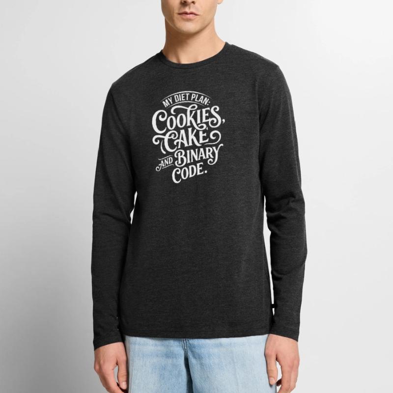 Cookies Cake Binary Code Design Men's Premium Organic Long Sleeve Shirt